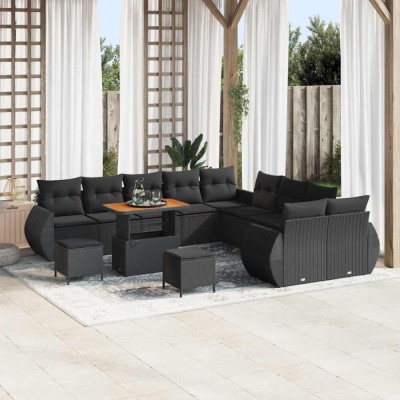 vidaXL Set de canapele pentru grădină 13 pcs Negru 90 x 55 x 71 cm 3363884 foto