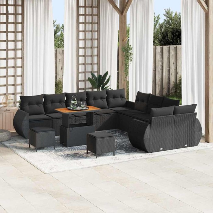 vidaXL Set de canapele pentru grădină 13 pcs Negru 90 x 55 x 71 cm 3363884
