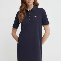 Gant rochie din bumbac culoarea albastru marin, mini, drept