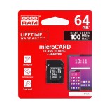 Card MicroSD 64GB + Adaptor (Clasa 10) GoodRam, 64 GB