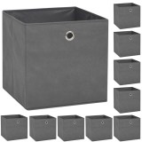 Cutii de depozitare, 10 buc, material netesut, 32x32x32 cm, Gri