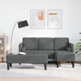 Gossi set canapea 2 piese cu perne, tesatura gri inchis