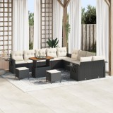 Set de Canapea pentru Grădină vidaXL 13 Piese cu Perne Negru Poliratan Acacia, Set de Dining pentru Grădină vidaXL 3 Piese cu Perne Negru Poliratan Ac