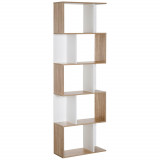 HOMCOM biblioteca de perete 5 rafturi 60x24x184.5cm, alb | Aosom Ro