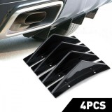 Set 4 aripioare tuning curbate pentru bara - deflector spate, culoare negru lucios, montaj cu surub sau banda dublu adeziva, AVEX