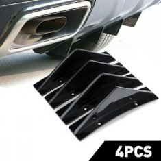 Set 4 aripioare tuning curbate pentru bara - deflector spate, culoare negru lucios, montaj cu surub sau banda dublu adeziva