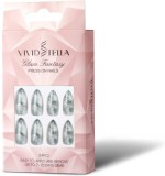 Set de 24 unghii false Vivid Stella, acril, gri