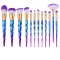 Set profesional 12 pensule de machiaj, multicolor cu design unic