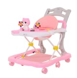 Premergator Bebe Roz cu Muzica, Lumini si Activitati, Reglabil, Roti Silicon, Scaun, Pliabil