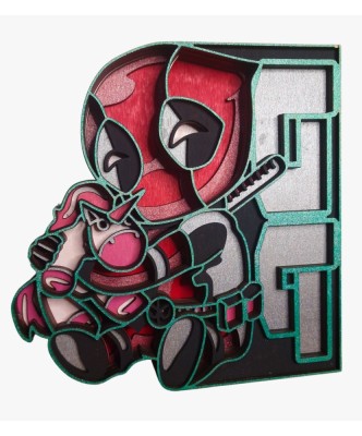Tablou 3D din Lemn &amp;ndash; Deadpool Chibi, 7 Straturi foto