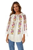 Bluza dama tip ie R25 alb/portocaliu , marimea 2XL, Casual, Bumbac
