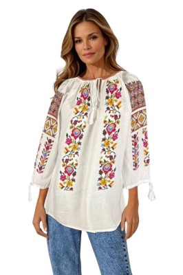 Bluza dama tip ie R25 alb/portocaliu , marimea 2XL foto