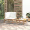 Set mobilier de gradina cu perne alb crem, 2 piese, bambus GartenMobel Dekor, vidaXL