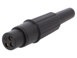 Conector XLR mufă mamă PIN 3 drept cablu lipire argintat, CLIFF