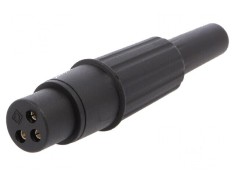 Conector XLR mufă mamă PIN 3 drept cablu lipire argintat