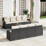 vidaXL Set canapea grădină 9 pcs Negru, alb mare