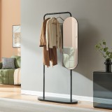 Cuier de hol Vamn cu oglinda rotativa, 167x80x35 cm, negru