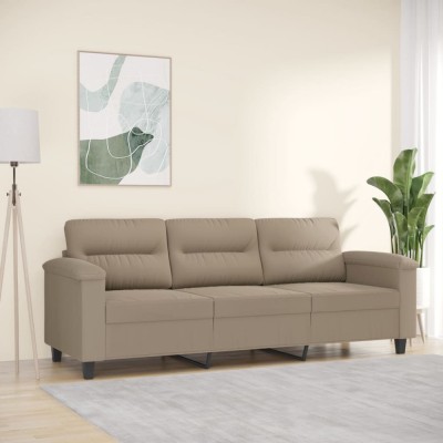 vidaXL Canapea cu 3 locuri, gri taupe, 180 cm, țesătură microfibră foto