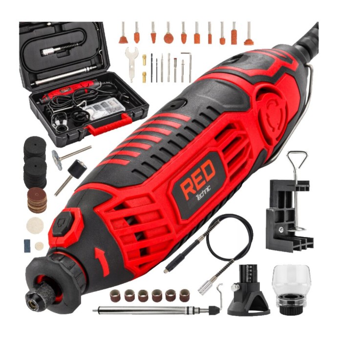 Mini polizor drept, 280 W, cu accesorii, Red Technic