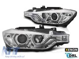 Kit de faruri xenon de tuning potrivit pentru BMW Seria 3 F30, F31 2011-2015 cu baza cromata, stanga si dreapta pentru modele fara functia AFS Perform
