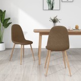 Cumpara ieftin Scaune de bucătărie, 2 buc., maro, material textil