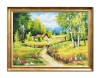 Tablou inramat peisaj feeric de la munte pictat manual, La bunici, 80x60cm ulei pe panza, Constantin Feraru