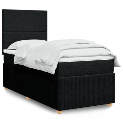 Gossi pat box spring cu saltea, negru, 90x190 cm, textil foto