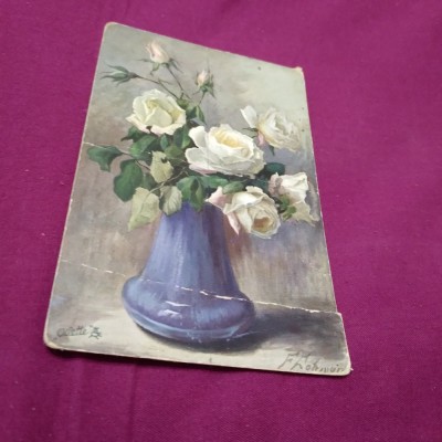 CARTE POSTALA FELICITARE 1913 CIRCULATA UZATA foto