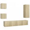 Set comoda TV, 5 piese, stejar sonoma, lemn prelucrat