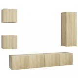 Cumpara ieftin Set comoda TV, 5 piese, stejar sonoma, lemn prelucrat