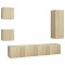 Set comoda TV, 5 piese, stejar sonoma, lemn prelucrat