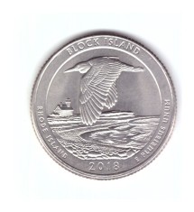 Moneda SUA 25 centi/quarter dollar 2018 P, Rhode Island Block Island, stare foarte buna, curata