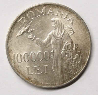 100000 LEI 1946 . DETALII EXCELENTE . PIESA DE COLECTIE . foto