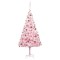Brad Craciun pre-iluminat cu set globuri, roz, 210 cm, PVC