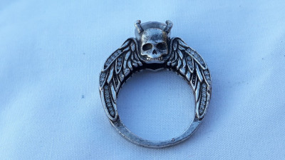 argint INEL VANCARO SKULL brand luxury USA manopera EXCEPTIONALA de colectie RAR foto