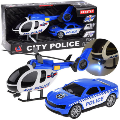 Vehicul de poliție set mașină elicopter sunet lumină ZA4626 foto