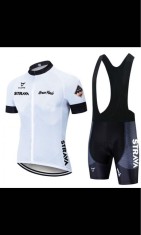 Echipament ciclism Strava alb 2023 set NOU pantaloni tricou foto
