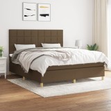 vidaXL Pat box spring cu saltea, maro &icirc;nchis, 160x200 cm, textil 3142348