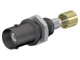 Conector BNC Soclu Negru cu Filet Crimpat