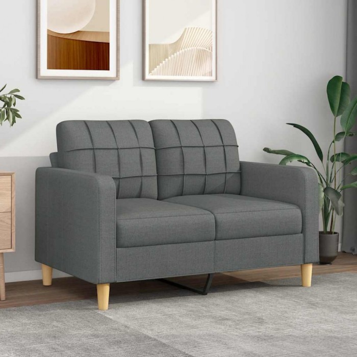 vidaXL Canapea cu 2 locuri, gri &icirc;nchis, 120 cm, material textil 359084