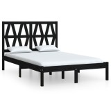 Cumpara ieftin Cadru de pat, negru, 140x190 cm, lemn masiv de pin