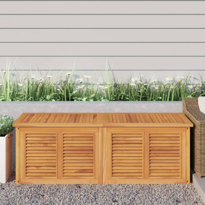 vidaXL Ladă depozitare grădină cu geantă, 150x50x53 cm, lemn masiv tec foto