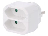 Conector alimentare AC splitter 2P rotund/plat alb