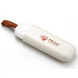 Cutie depozitare medicamente, flippy, portabila, 3 compartimente, tip breloc, plastic, glisanta, alb, 10.7x3.6x1.6 cm