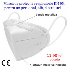 Masca de protectie respiratorie KN 95, pentru uz personal, alb, 4 straturi foto