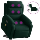 Cumpara ieftin Fotoliu electric masaj rabatabil/ridicare verde inchis catifea