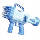 Pistol de facut baloane de sapun, cu rezervor de lichid, 32 de duze de evacuare, alimentare cu baterii, 27, 5 cm x 15, 5 cm x 7, 5 cm, albastru