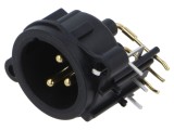 Conector XLR soclu tată 90&deg; THT negru 6A PIN 3