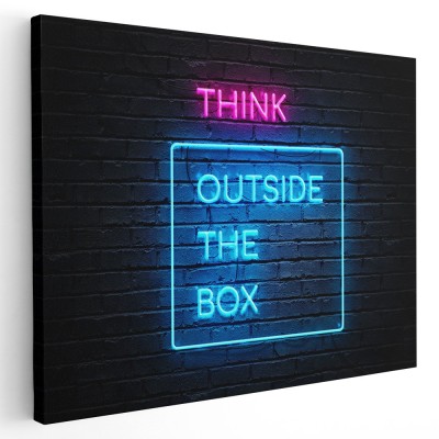 Tablou mesaj motivational despre a gandi, albastru 1480 Tablou canvas pe panza CU RAMA 80x120 cm foto