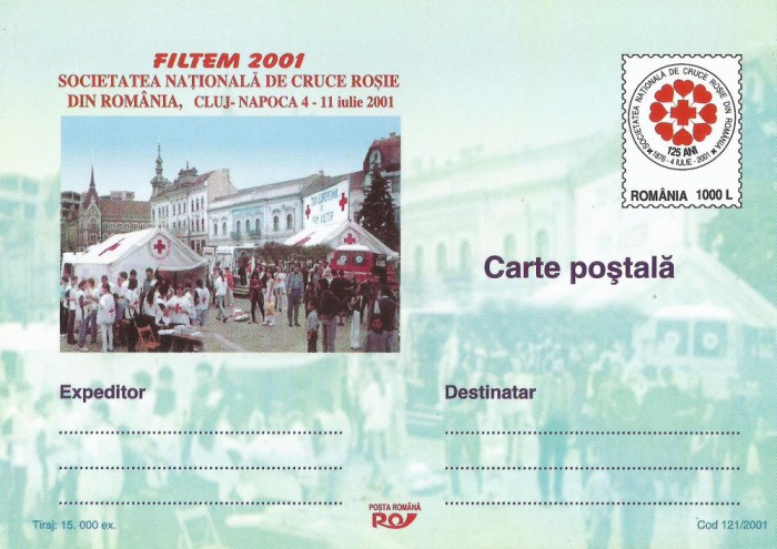 |Romania, Societatea Nationala de Cruce Rosie din Romania 125 de ani, cps, 2001